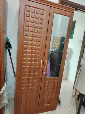 Wooden Wardrobe with Mirror and Bottom Drawer - Good Condition