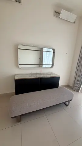 Luxury Bedroom / Dressing Set, Cabinet, Large Mirror & Bouclé Bench