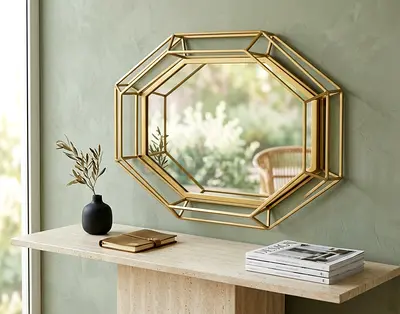 Hexagon framed Mirror