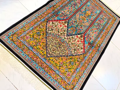Iranian / Persian prayer rug , high quality silk carpet , size 1.10 by 0.70