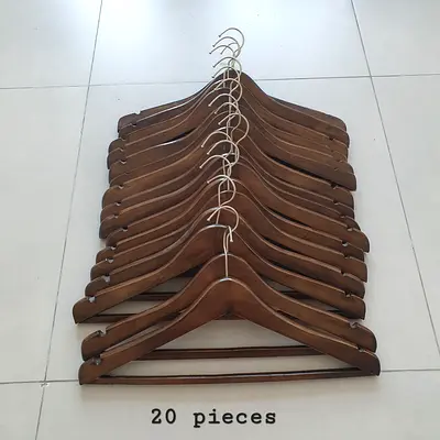 Set of 20 Wooden Suit Hangers with Trouser Bar.