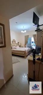2BR+hall for rent in Al Taawun, sea view, large area, 2 baths, central AC/gas, flexible payment opti