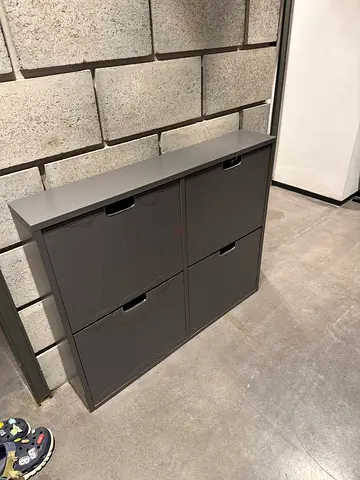 IKEA STÄLL Shoe Cabinet – 4 Compartments, Dark Grey