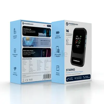 Powerology STARNO Portable 4G LTE Mobile Wi‑Fi Hotspot - New in Box