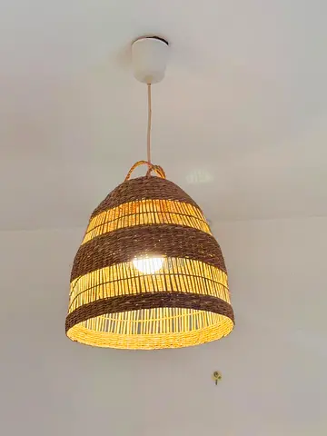 Handwoven Rattan Pendant Light - Natural Wicker Ceiling Lamp