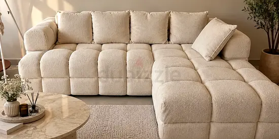 كنب L فاخر أوف وايت – استعمال شهرين فقط