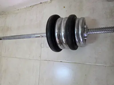 Adjustable Chrome Barbell with Weight Plates (Home Gym)