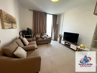 Fully furnished 1BR in Aljada, balcony, pool, gym, free parking, ready to move in.