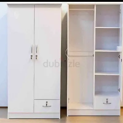 White 2-door Wardrobe with Shelves and Drawers - Good Condition