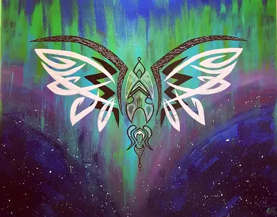 Original Hand-Painted Abstract Winged Artwork on Canvas