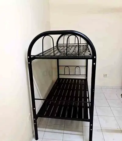 Sturdy Black Metal Bunk Bed Frame - Double Tier