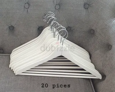Set of 20 White Wooden Clothes Hangers - Good Condition