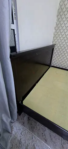 Queen size bed frame with headboard - dark wood, good condition