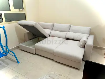 Beige Color IKEA Eskilstuna sofa bed with storage beige