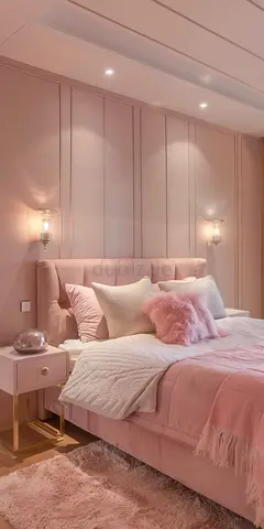 Stylish cozy baby pink colour 160*200 queen size bed
