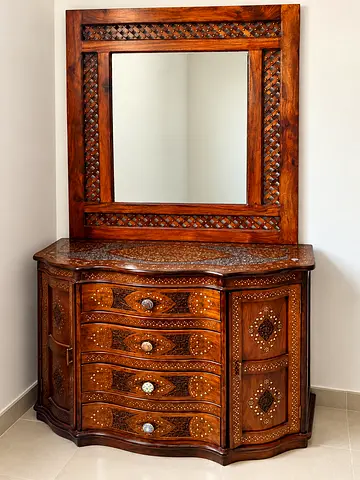 Solid Wood Table with Mirror