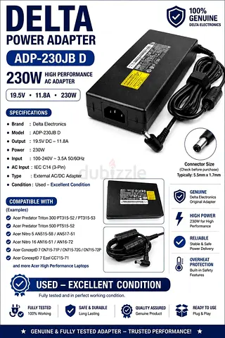 Genuine Delta ADP-230JB D 230W Laptop Power Adapter – Original
