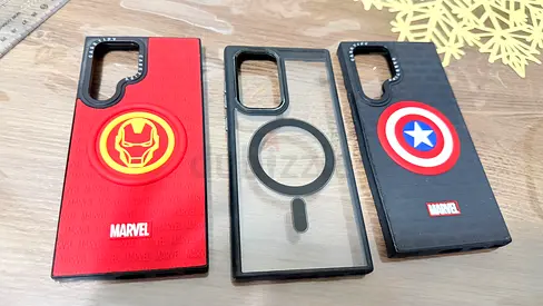 Samsung S22 Ultra phone cases (Marvel Iron Man, Captain America, MagSafe-like clear case) for sale