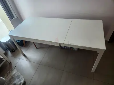 White extendable dining table - simple modern design - IKEA TONSTAD