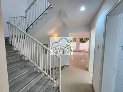 Available away from fly zone private entrance/ 3 bedroom villa / private back yard garden/ living-dinning/ laundry room store room for rent in mirdif