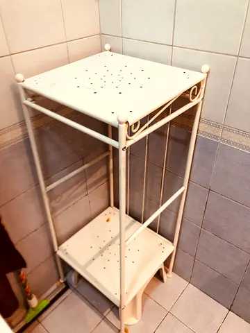 White metal 2-tier shelving unit / bathroom storage rack