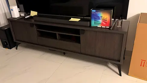 Dark wood TV cabinet / media console - good condition