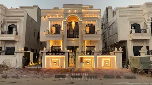 Villa for sale—inclusive of fees, registration, and ownership transfer—featuring high-end, custom-grade finishes. It comprises two floors plus a roof