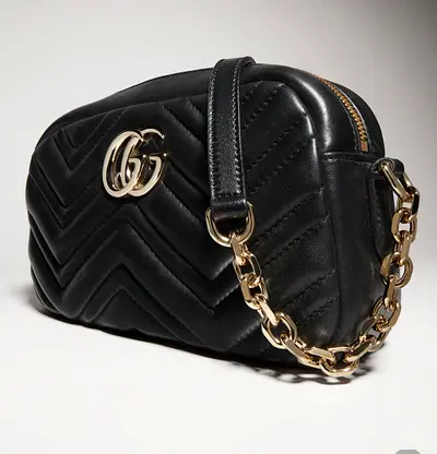 Gucci GG Marmont Small Camera Bag Champagne Gold Hardware