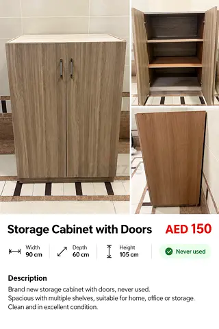 Storage cabinet with 2 doors and 2 shelves