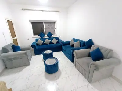 2- Velvet Sofas in Blue & 2- Velvet chairs Grey - Good Condition