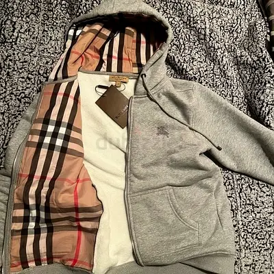 Grey Burberry-lined zip hoodie - NEGOTIABLE