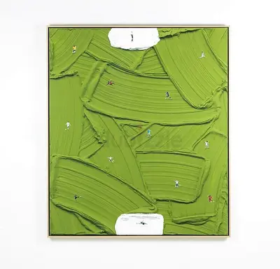 Handmade Green Tennis Court Textured Artwork – 80 × 100 cm