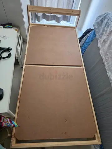 Simple Wooden Single/Double Bed Frame - Solid Base, Good Condition