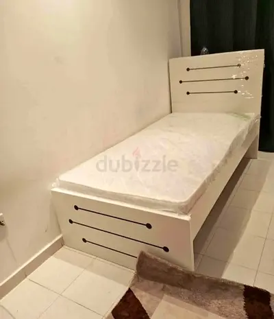 Single white wooden bed frame with mattress - good condition