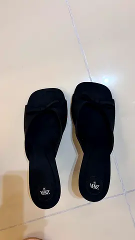 Black Zara Slip-On Wedge Sandals - Size 38, Good Condition