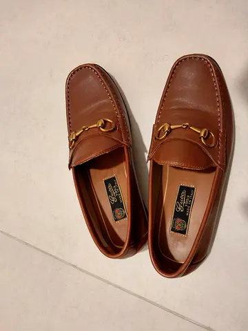 GUCCI - Brown leather Gucci-style loafers, men's size (pre-owned)