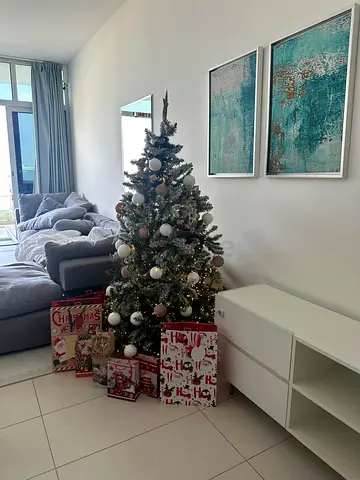 Home Centre Snowy Christmas Tree with Decorations & Accessories