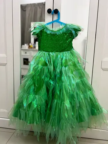 Green Tulle Princess Dress for Girl — Feathered Sequin (6-8 years) original price 250 aed