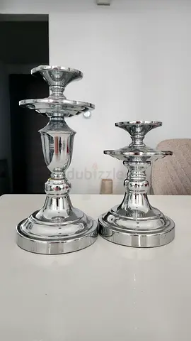 silver metal decorative candle holders