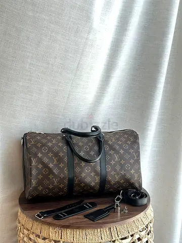 LOUIS VUITTON Boston Bag Travel Bag Monogram Macassar Keepall Bandouliere 55
