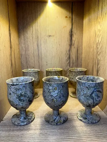 Onyx Marble Wine goblets / glass - Natural Stone - Set of 6 Cups