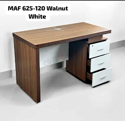 Walnut & White Office Desk with 3 Drawers - MAF 625-120