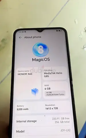Honor X6b — 6GB RAM, 256GB, MediaTek Helio G85, 5200mAh — Good Condition
