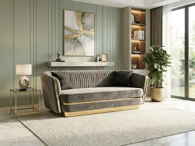 Modern velvet 2 seater sofa in
