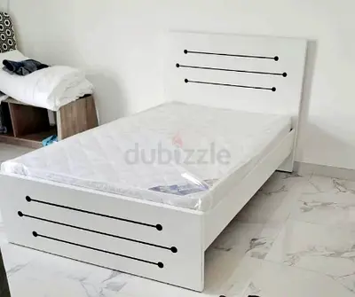 Single white wooden bed frame with mattress - good condition