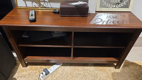 Wooden TV Console / Entertainment Stand - Compact, Good Condition
