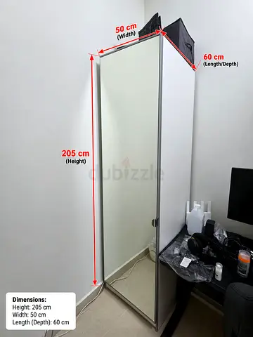 2 pcs Tall mirrored wardrobe cabinet with full-length mirror - 205cm x 50cm x 60cm