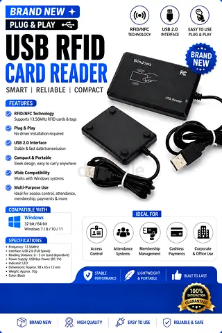 USB RFID NFC Smart Card Reader 13.56MHz | Plug & Play | Brand New