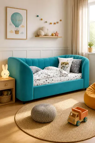 Teal Velvet Daybed for a Stylish Kids Bedroom