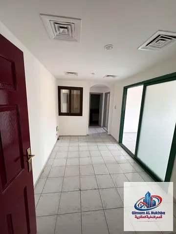 A very spacious studio in Al-Sour, Al-Qasimia. Features a balcony with an excellent view, a large, well-organized kitchen, a high-end bathroom, air co
